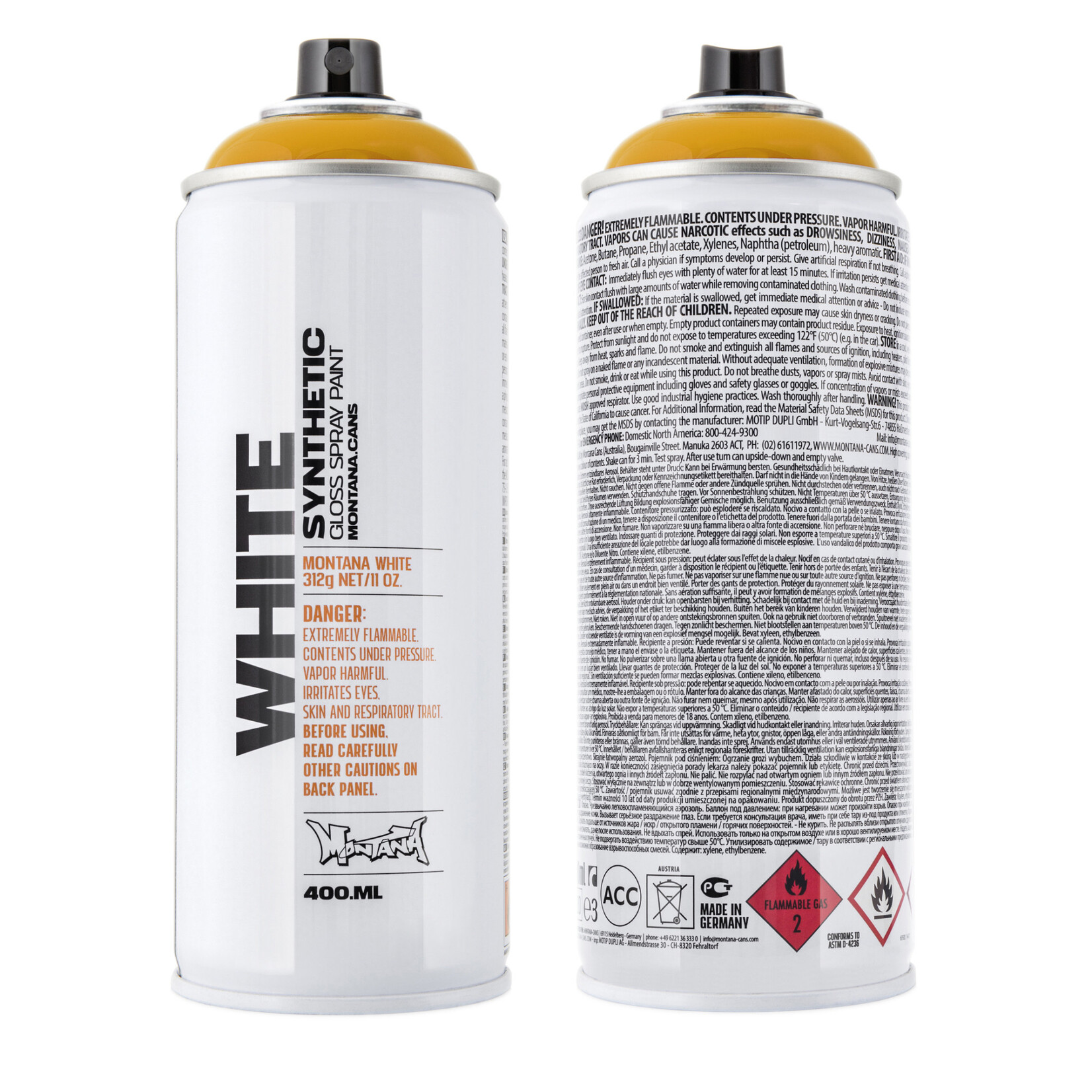Montana Montana Cans WHITE Spray Paint, 400ml, Sunflower