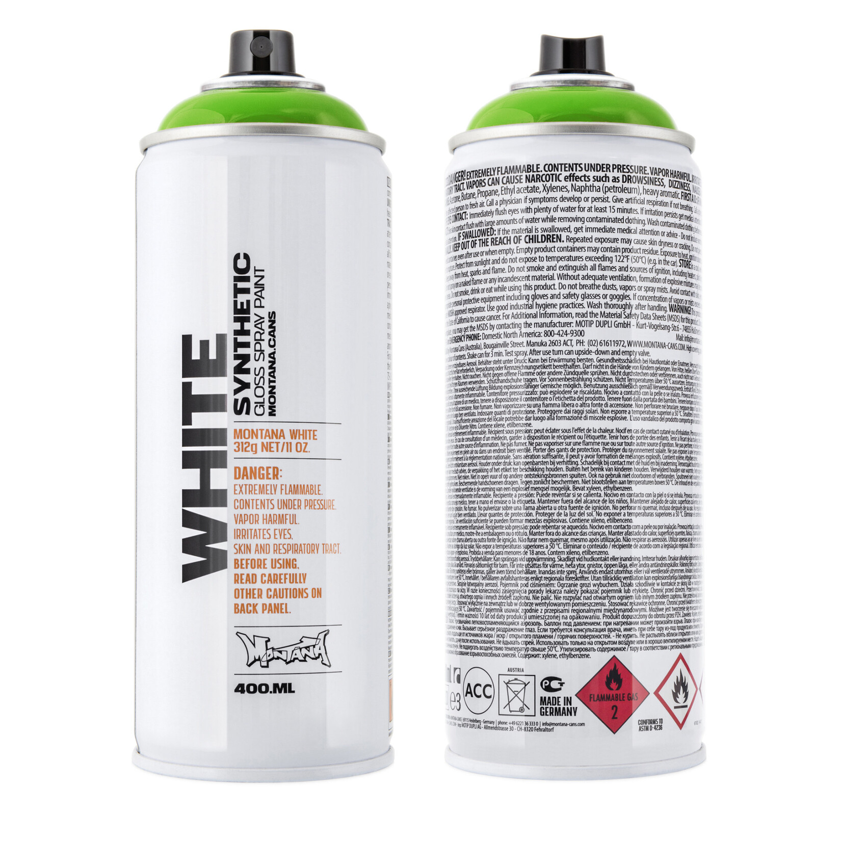 Montana Montana Cans WHITE Spray Paint, 400ml, Grass Green