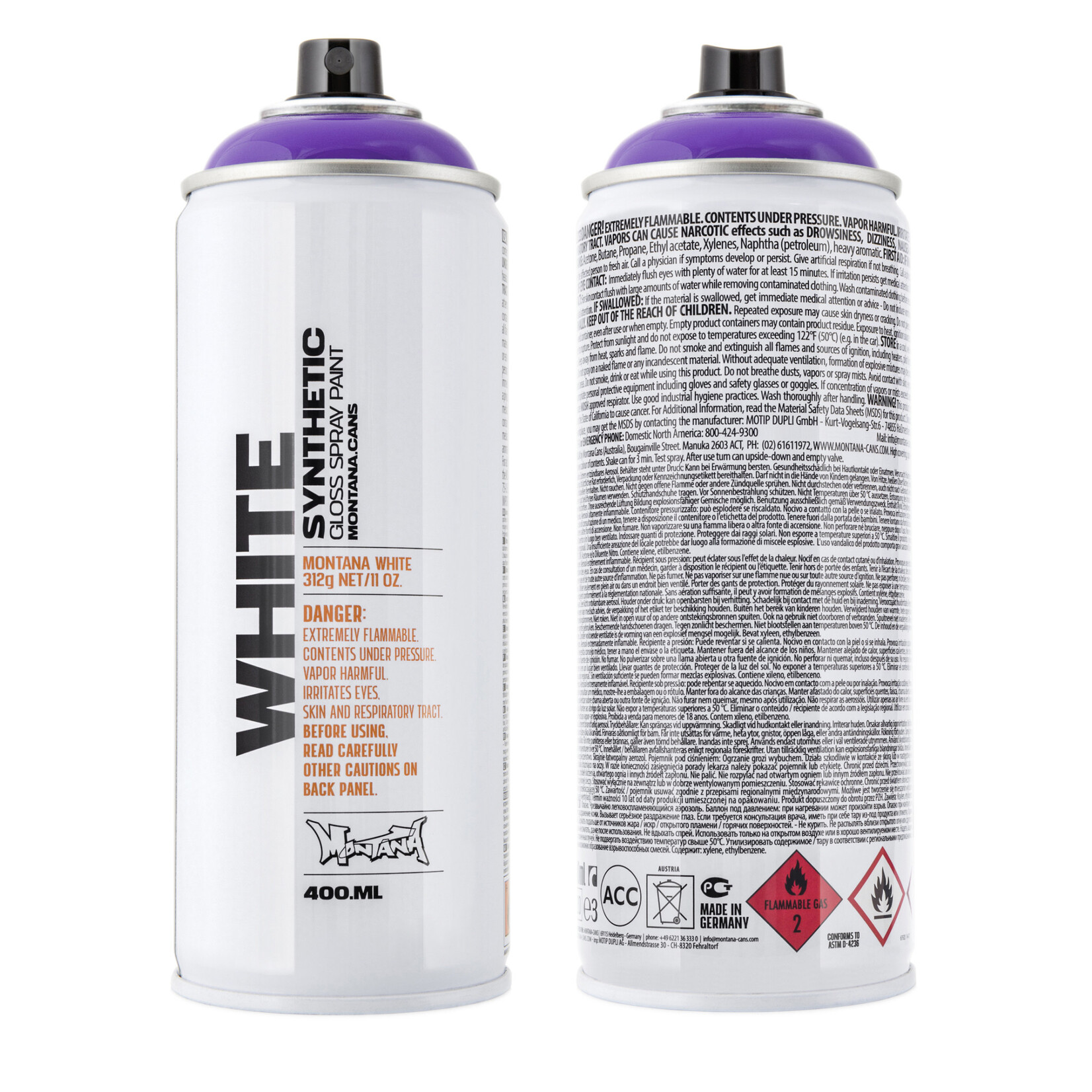 Montana Montana Cans WHITE Spray Paint, 400ml, King's Purple