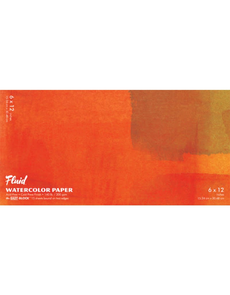 Fluid Watercolor Paper Easy-Blocks, Cold-Press, 6'' X 12'' - MICA Store