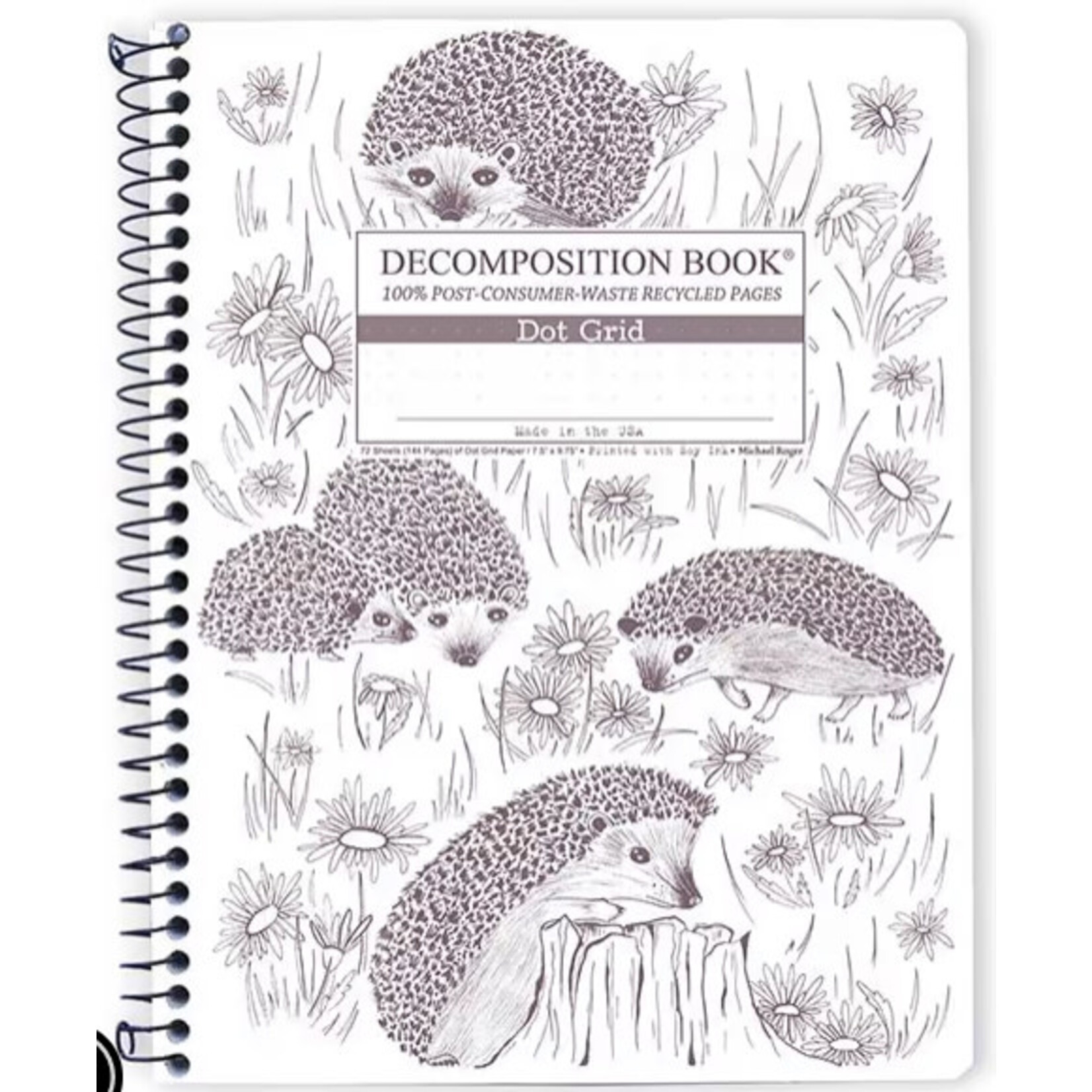 Michael Rogers Coilbound Decomposition Book | Hedgehogs | Dot Grid
