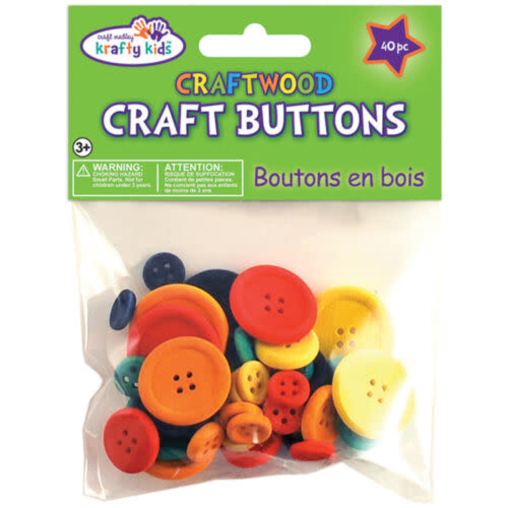 Clover Buttons - Colored Craft Wood
