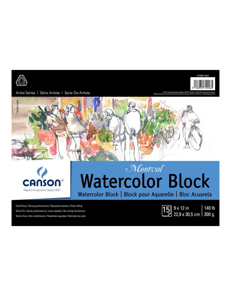 Canson Artist Series Montval Watercolor Blocks, Blocks (15 Sheets), 9" x 12"