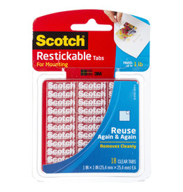 Scotch 3m Scotch Reusable Mounting Sheet, Strips & Tabs, 1" x 1" Tabs, 18/Pkg.