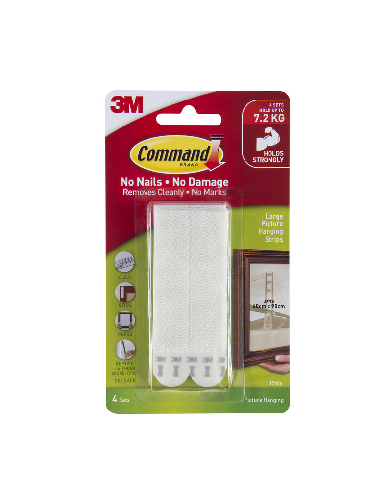 3M Command Picture Hanging Strips, Large, White, 4/Pkg - MICA Store