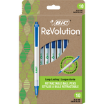 JBL Bic ReVolution Recycled Clic Stic Retractable Ballpoint Pen Blue 1.0mm 10Pk