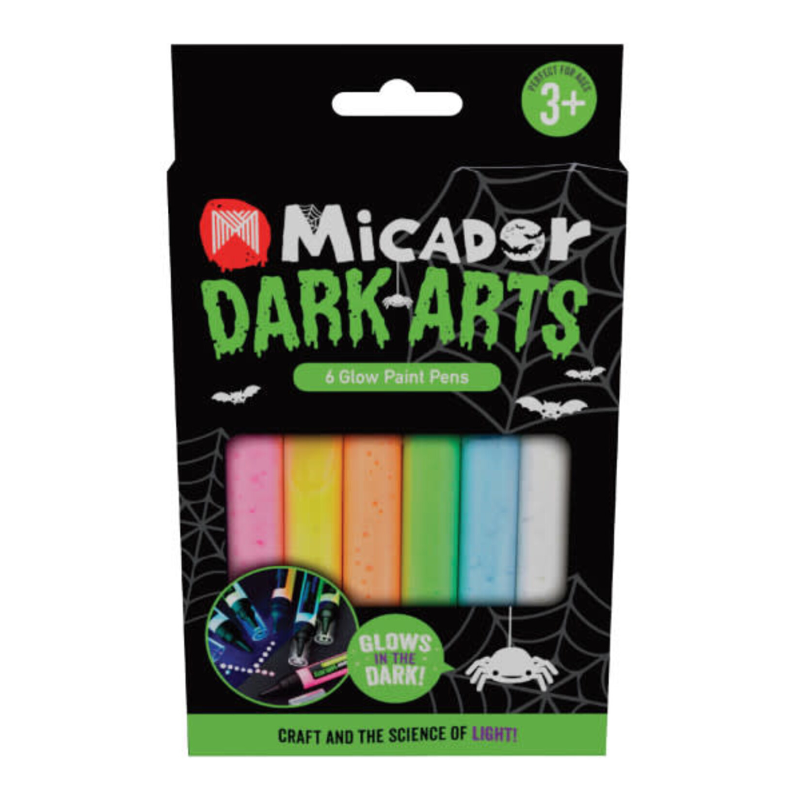 Micador Dark Arts Micador Dark Arts, Glow Paint Pens Set, 6-Color Pen Set