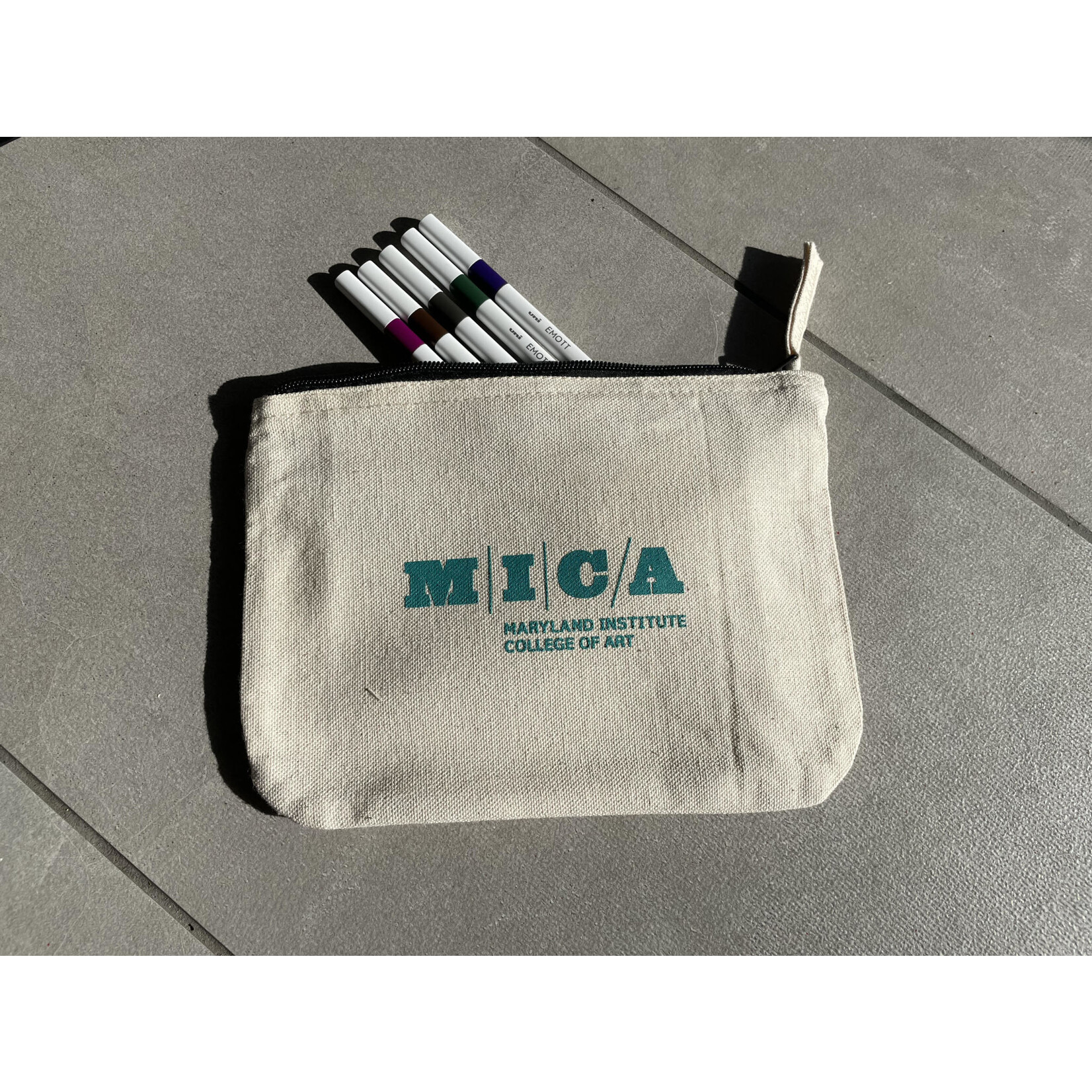 MICA Store MICA Small Natural Canvas Pouch Natural & Turquoise