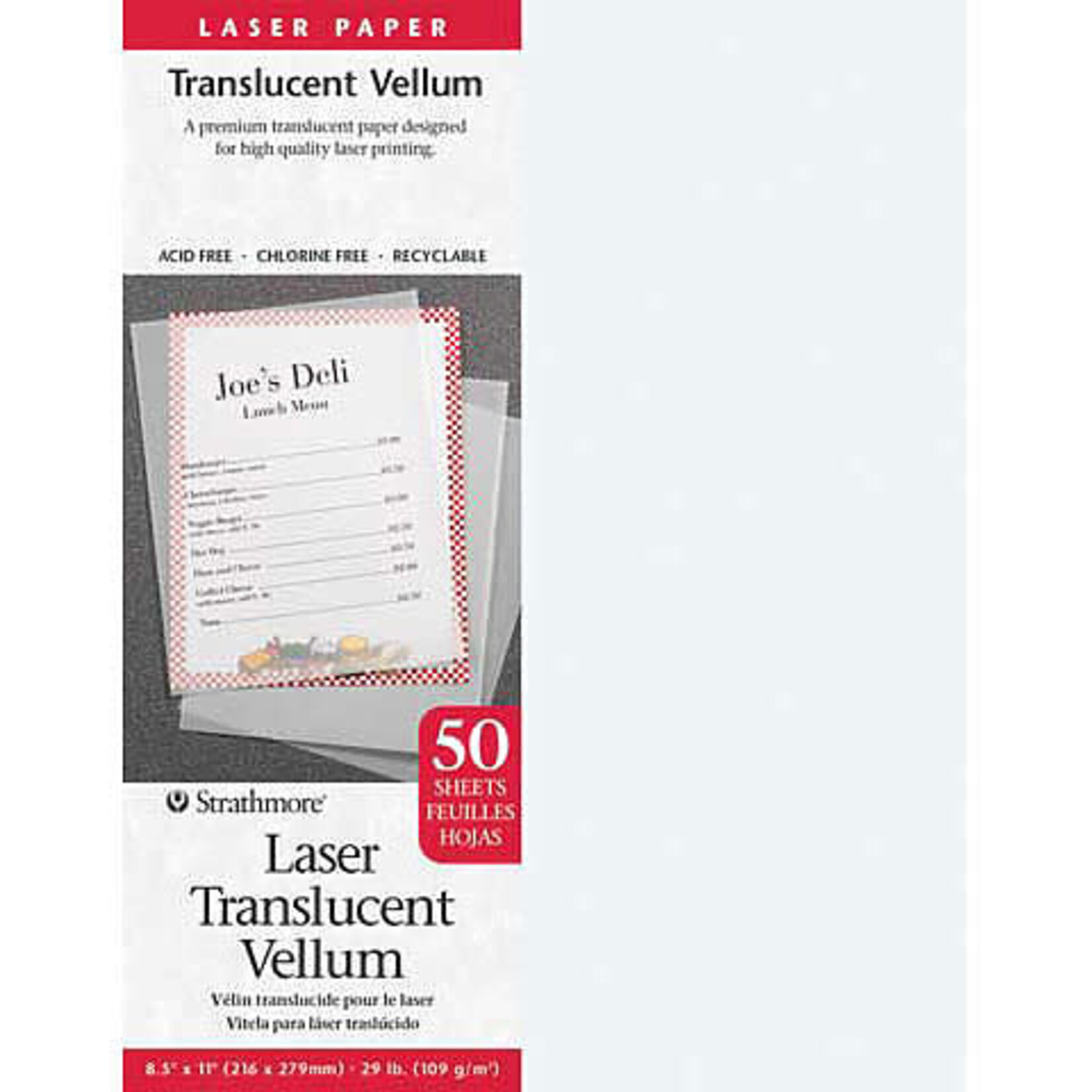 Strathmore Laser Translucent Vellum, 50 Sheets, 8-1/2" x 11"