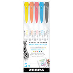 Zebra Mildliner Double-Ended Brush Pen Sets, 5-Color Friendly Set