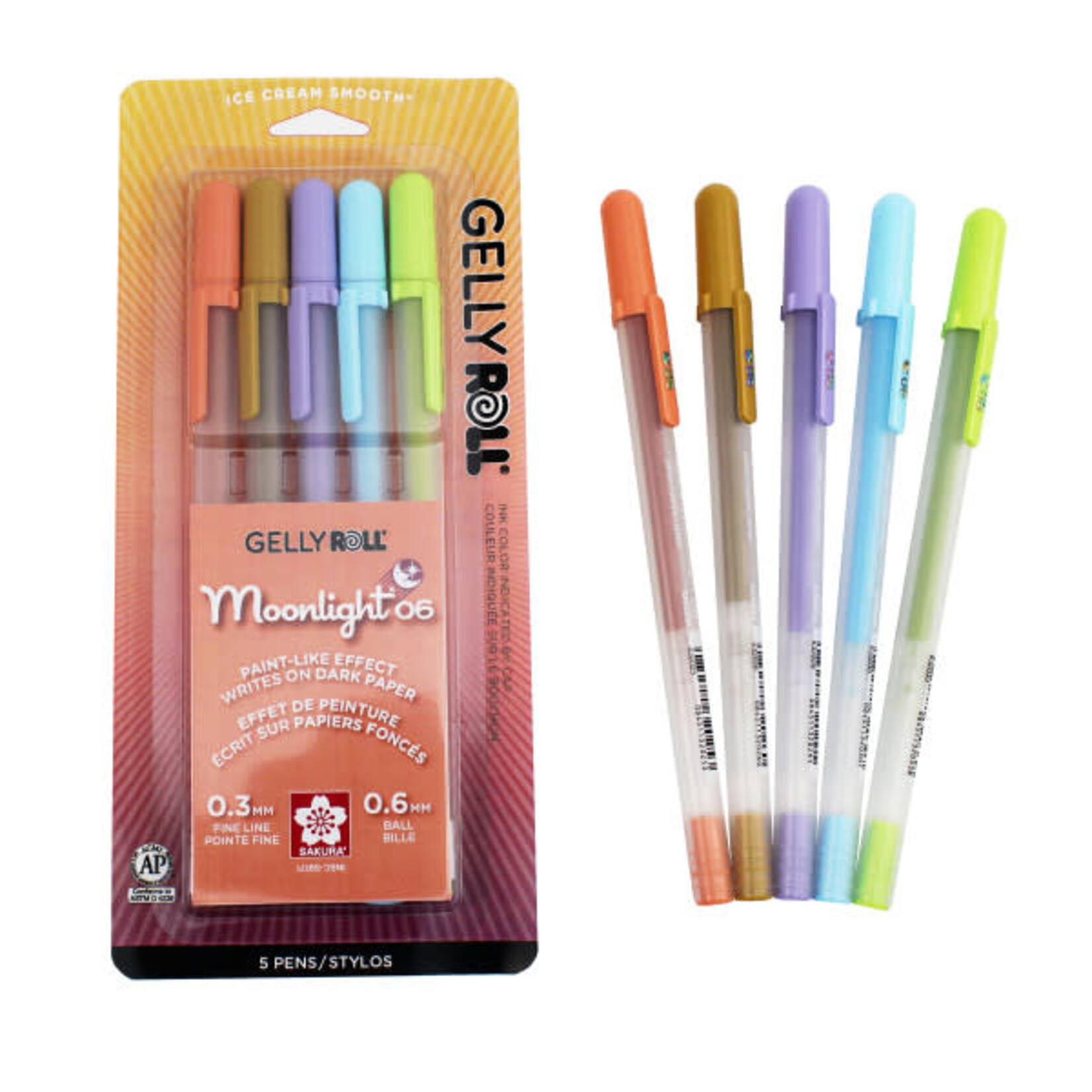 Sakura Gelly Roll Moonlight Pen Sets, 5-Color Daylight Fine Set