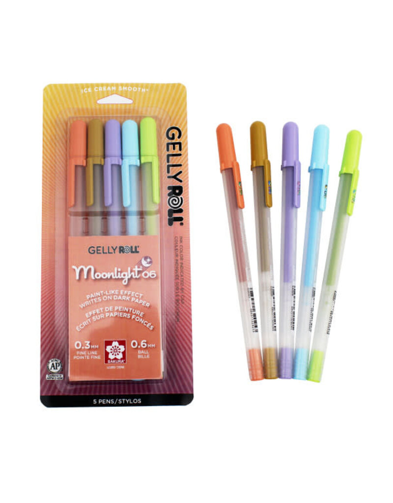 Sakura Gelly Roll Moonlight Pen Sets, 5-Color Daylight Fine Set