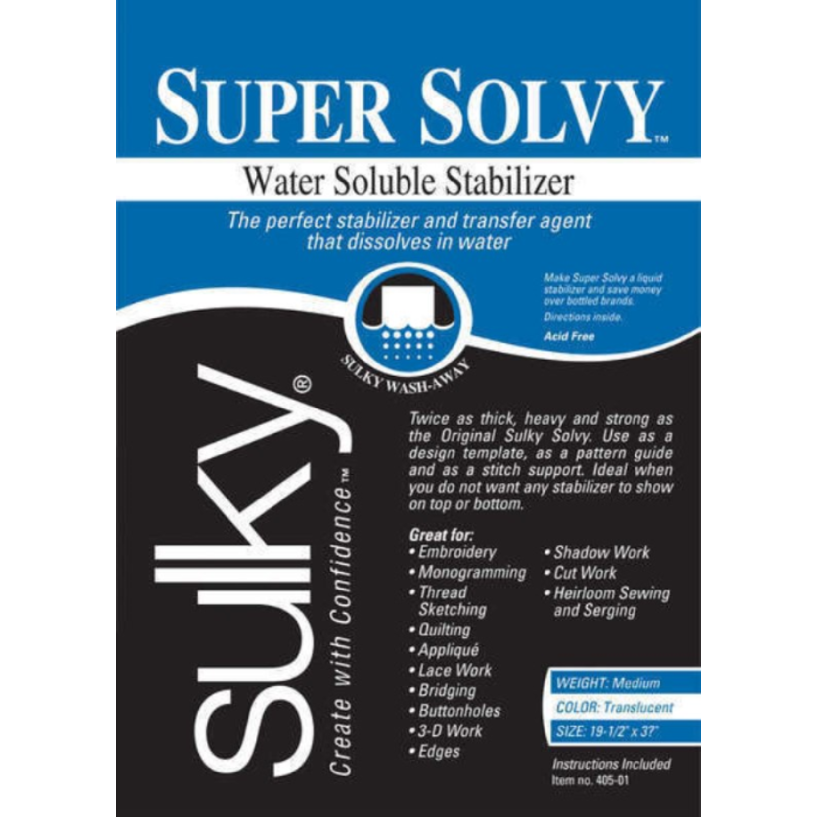 Sulky Super Solvy - Heavier Water Soluble Stabilizer 20"X1YD