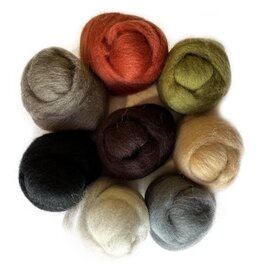 Wistyria Editions Wool Roving .25oz 8 color Pack - Rustic