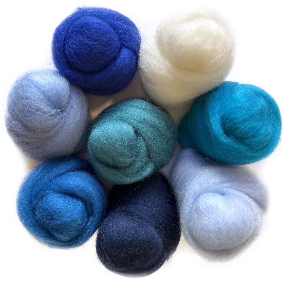 Wool Roving .25oz 8 color Pack The Sea MICA Store