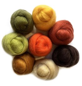 Wistyria Editions Wool Roving .25oz 8 color Pack - Autumn