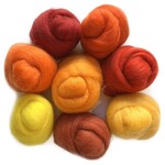 Wistyria Editions Wool Roving .25oz 8 color Pack - Fire