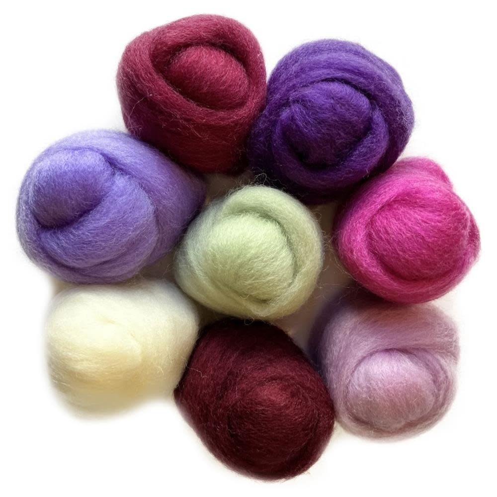 Wool Roving .25oz 8 color Pack Lilacs MICA Store