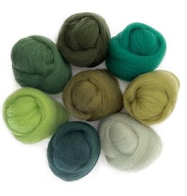 Wistyria Editions Wool Roving .25z 8 color Pack - Jungle
