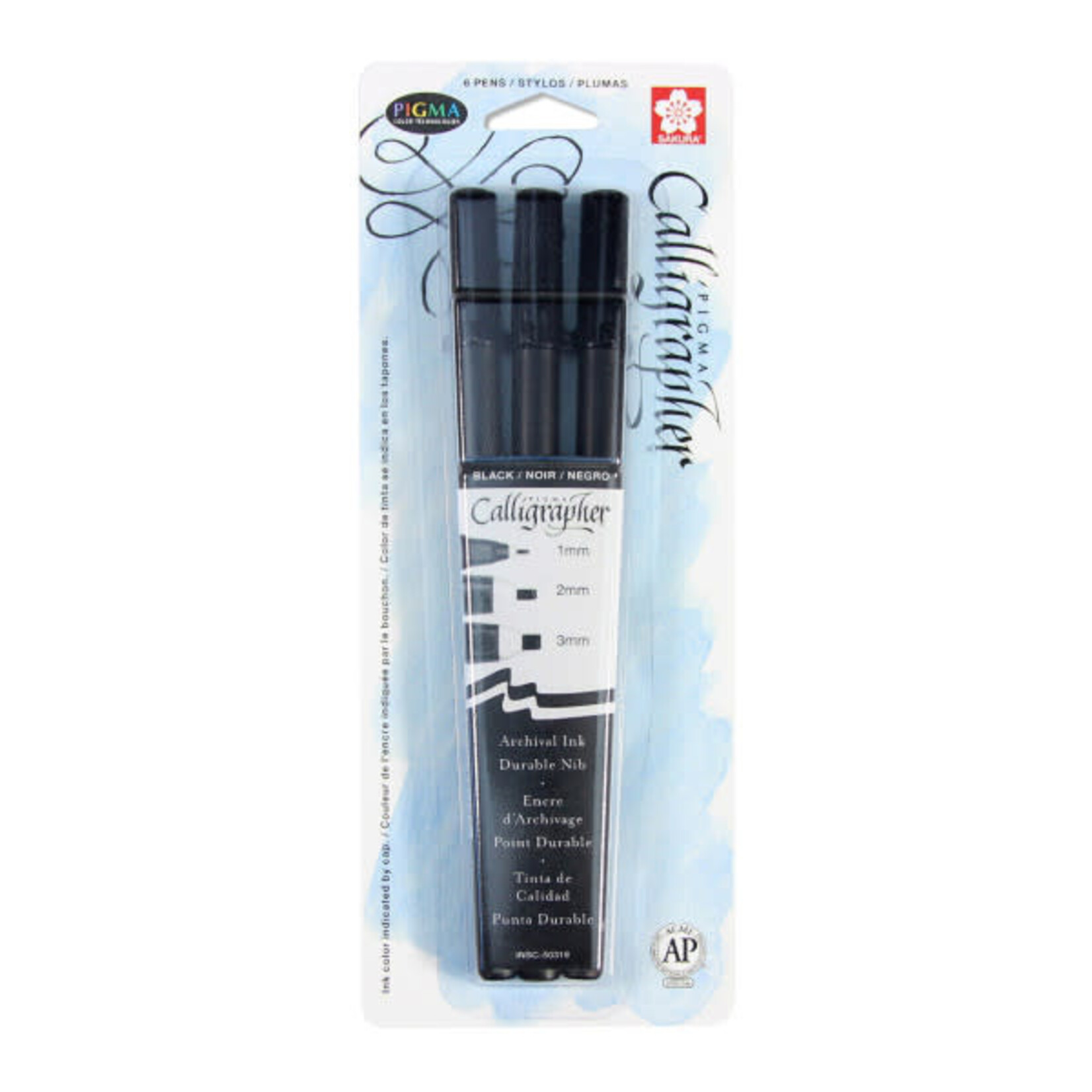 Sakura Pigma Calligrapher Pens, 3-Pen Set - Black (1mm, 2mm, 3mm)