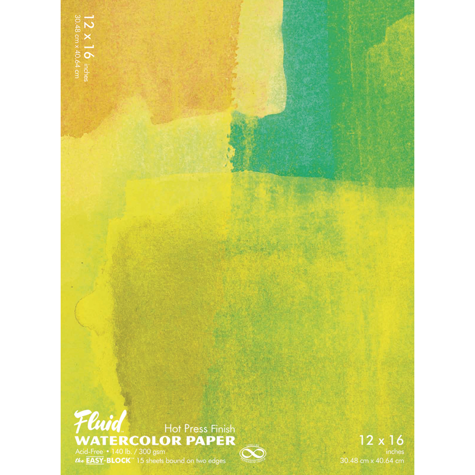 Global Fluid Watercolor Paper Easy-Blocks, Hot-Press, 12'' X 16''