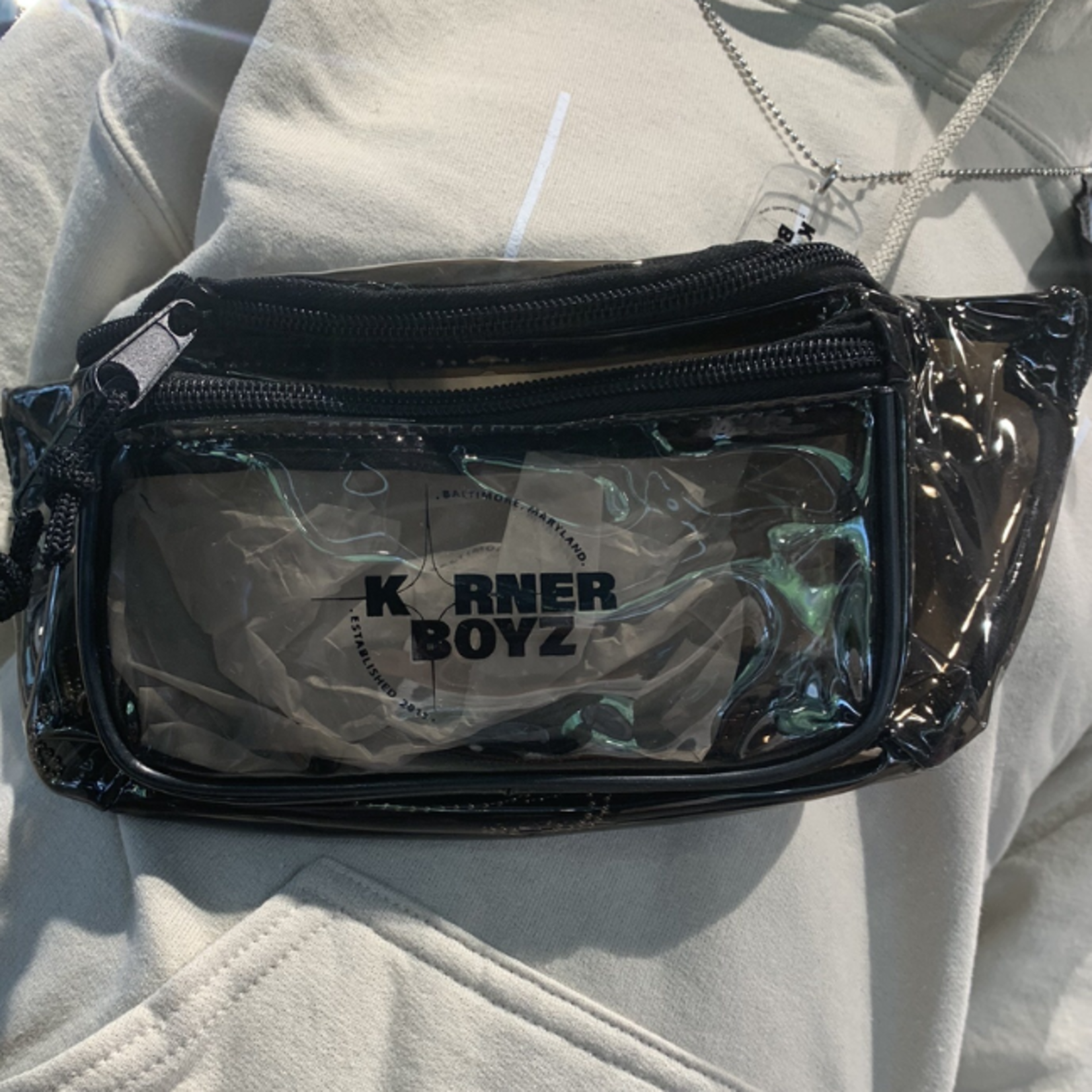 Korner Boyz KBZ Transparent Black 3 Zippered Fanny Pack