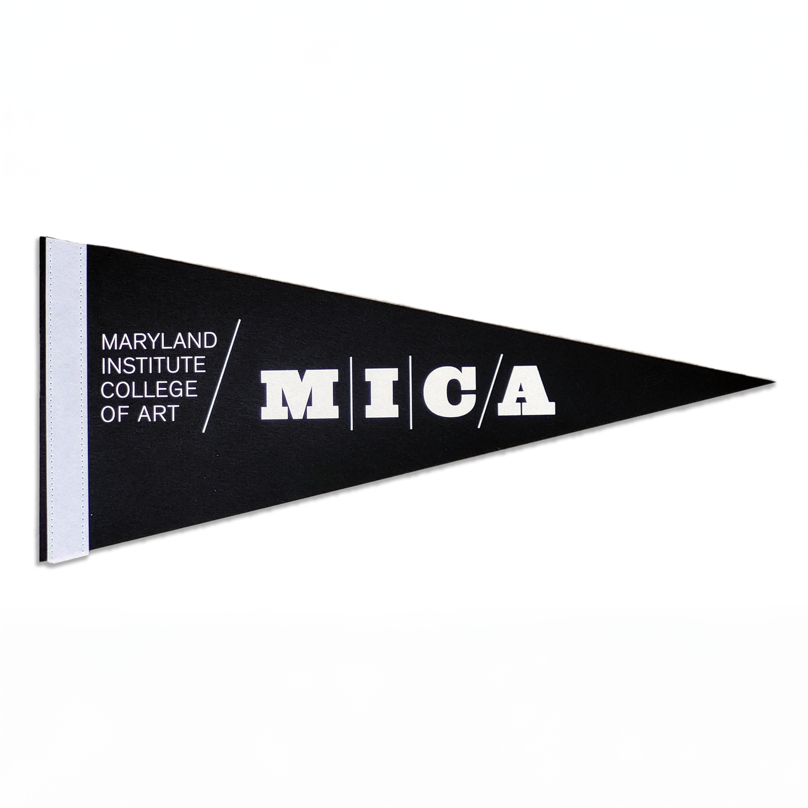 MICA Pennant Felt Black & Wht w/ White Strip 8" X 18"