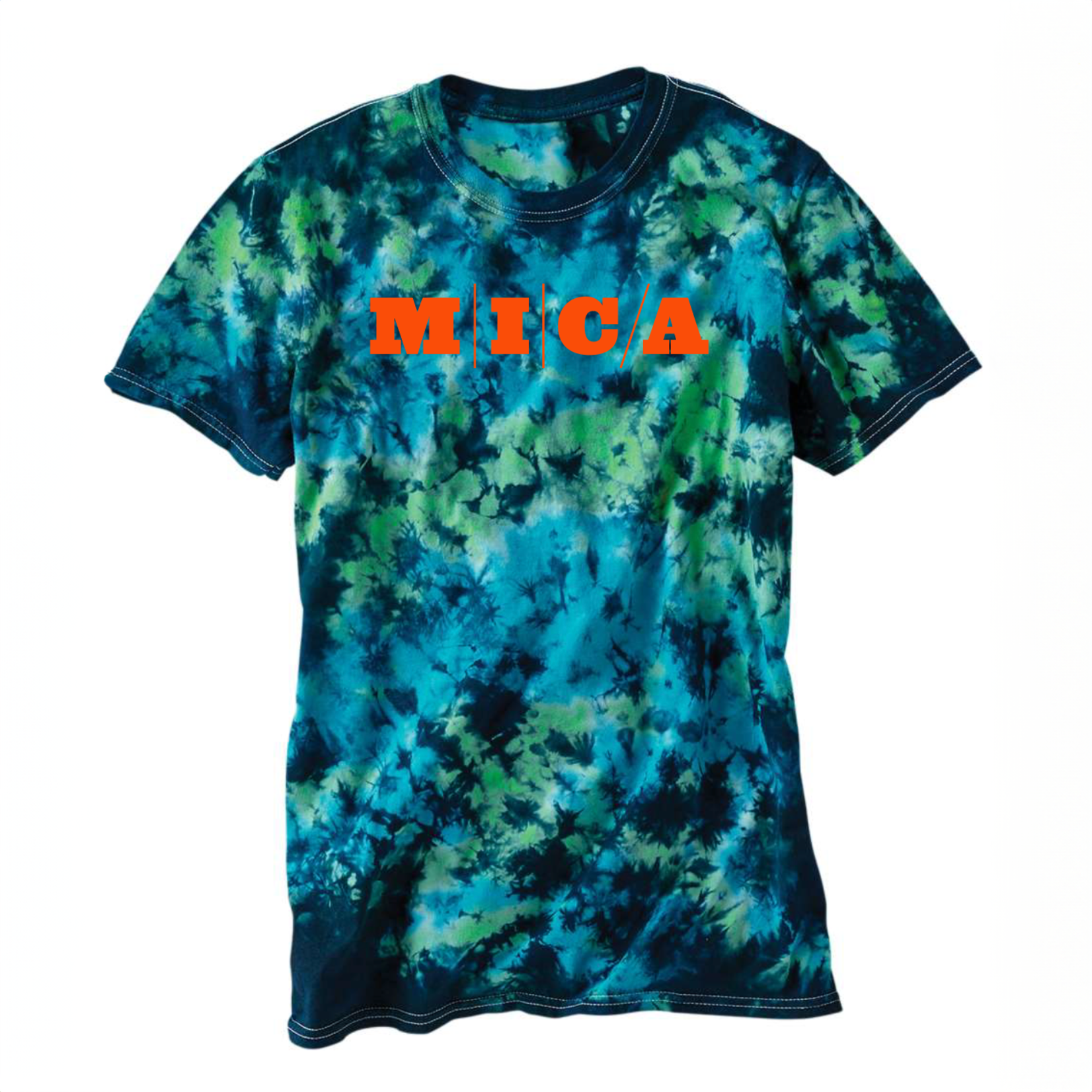 MICA Tie Dye Caribbean  Tee - Orange Logo