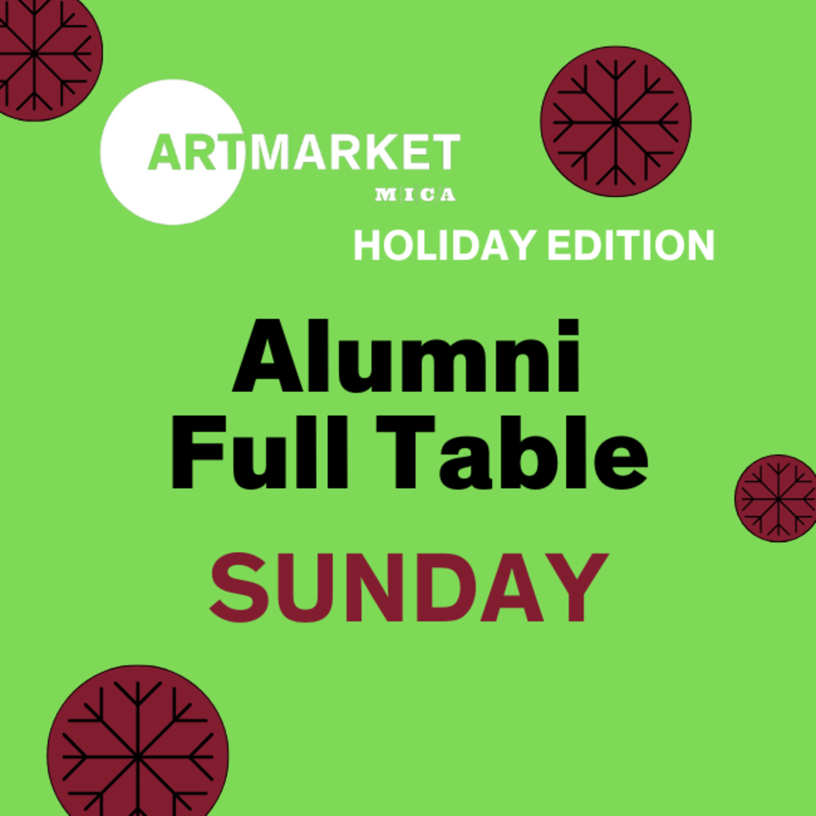 Alumni Sunday Art Market x Holiday Edition 2024 - Full Table