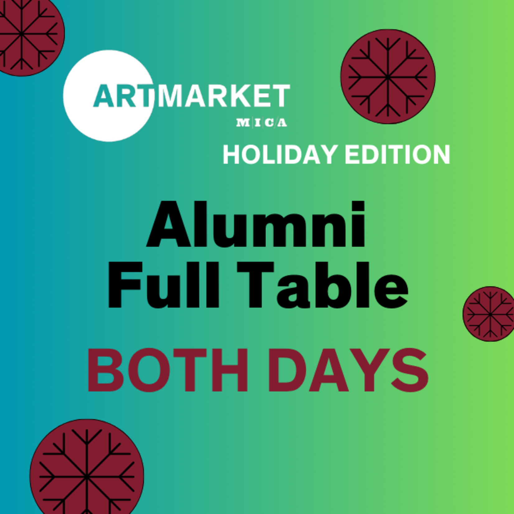 Alumni Both Days Art Market x Holiday Edition 2024 - Full Table