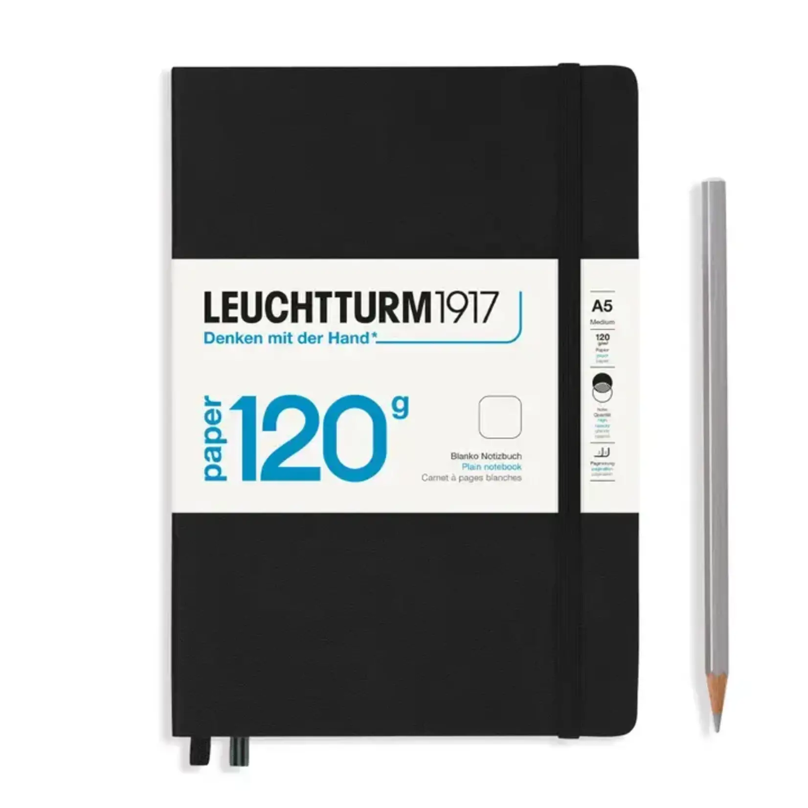 Leuchtturm Leuchtturm 120g Notebook, Medium, Black, Plain