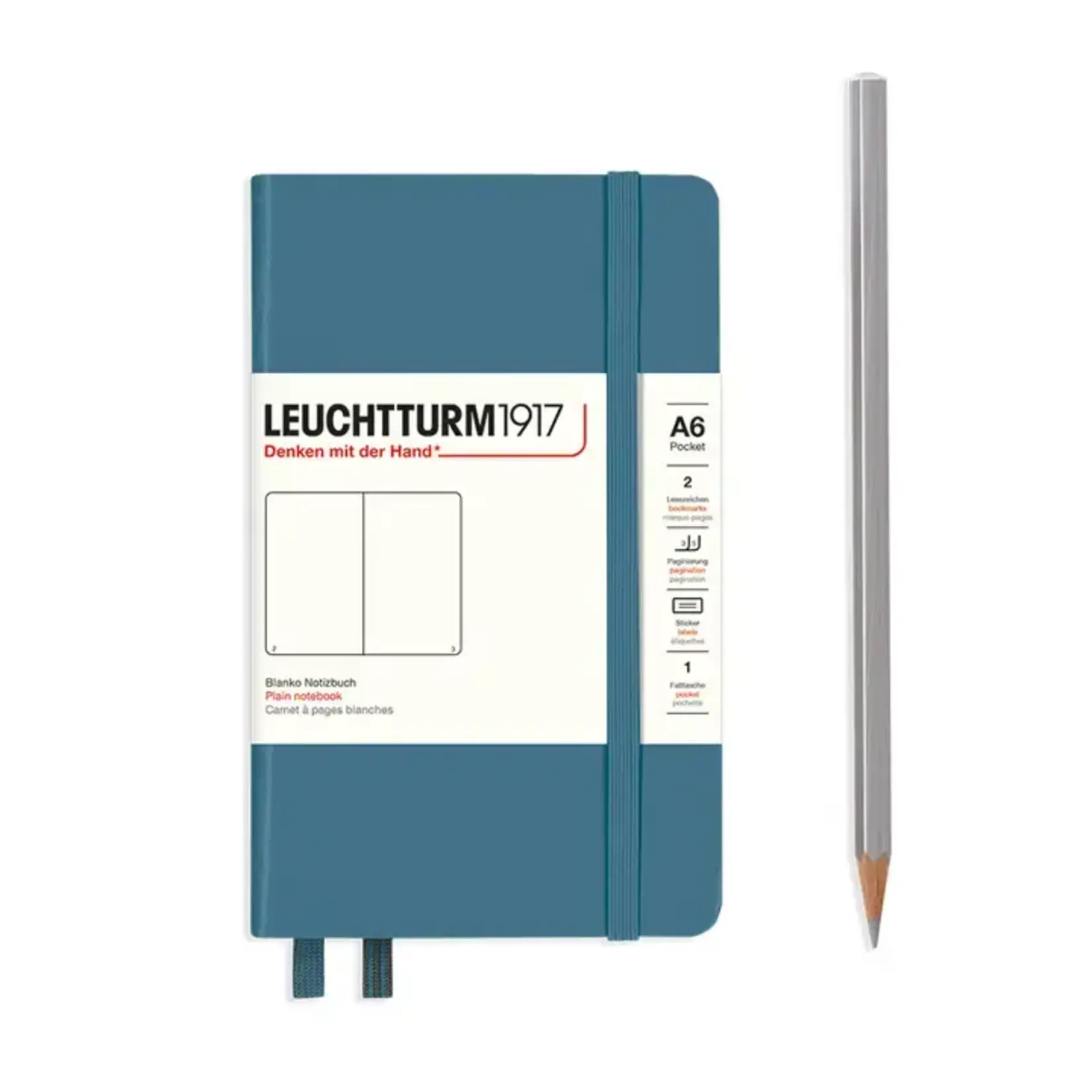 Leuchtturm Leuchtturm - Pocket (A6) Stone Blue / Hardcover / Plain