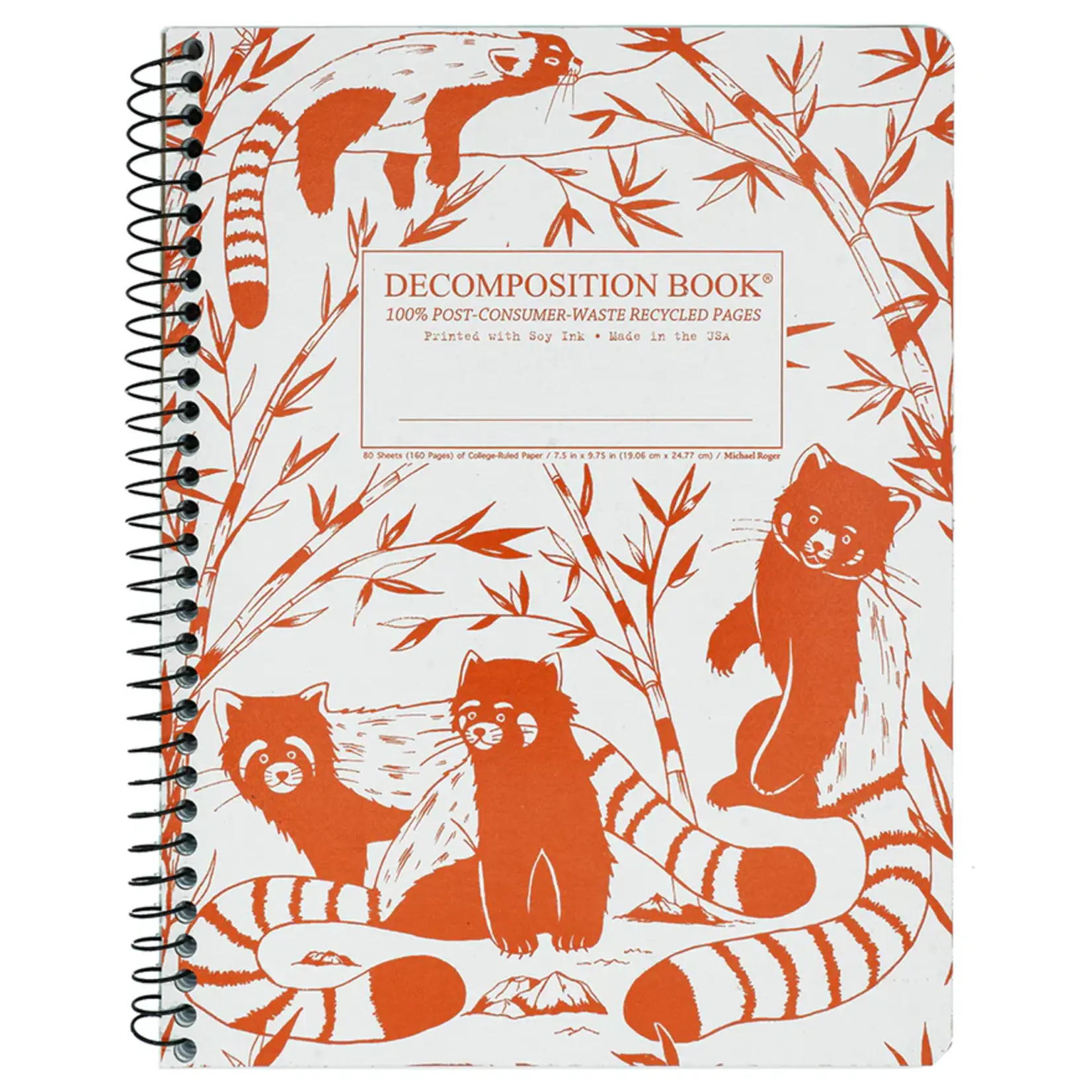 Michael Rogers Coilbound Decomposition Book | Red Pandas | Lined