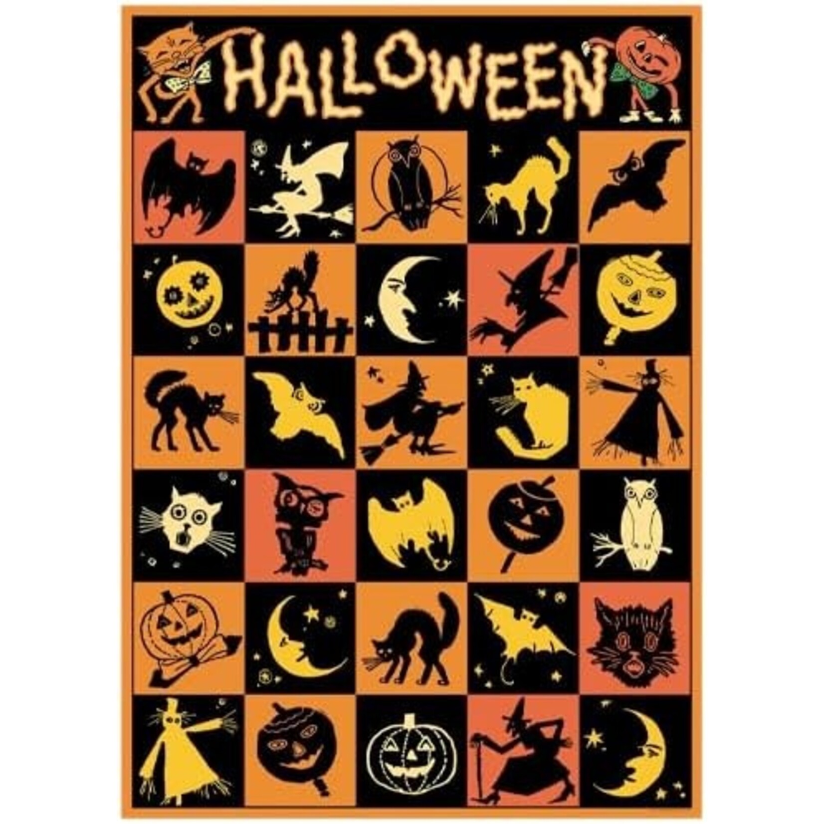 Cavallini Wrap Sheet Halloween Checkerboard