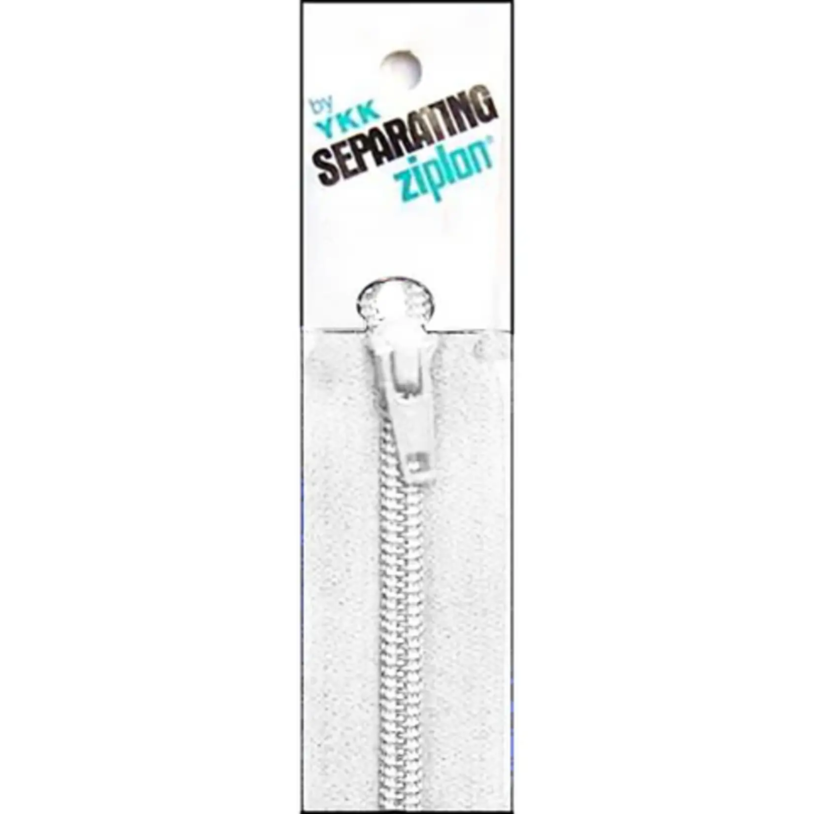 YKK Zipper 18" White Ziplon Separating
