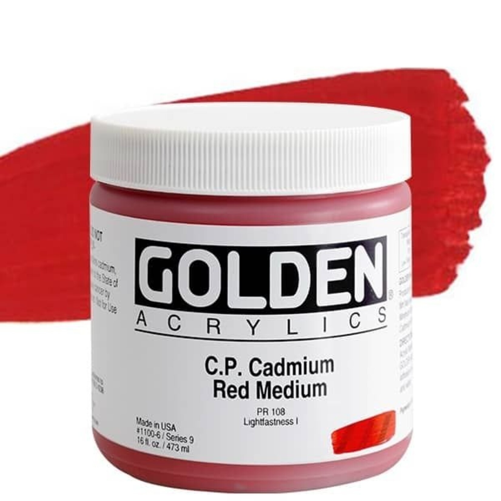 Golden Hb C.P. Cadmium Red Medium 16Oz Jar- 16 oz