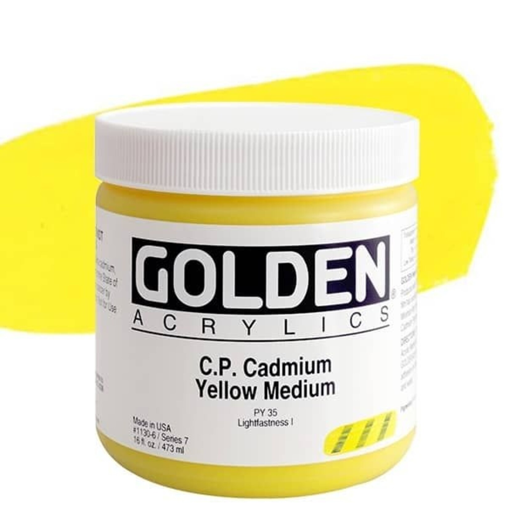 Golden Hb C.P. Cadmium Yellow Medium 16Oz Jar- 16 oz