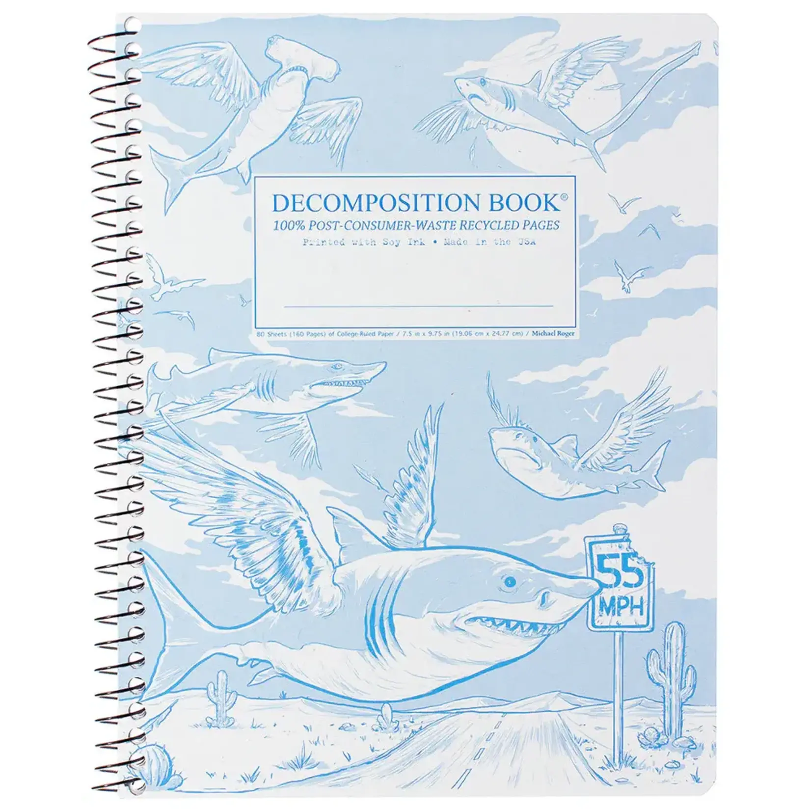 Michael Rogers Coilbound Decomposition Flying Sharks Blue/White Ruled