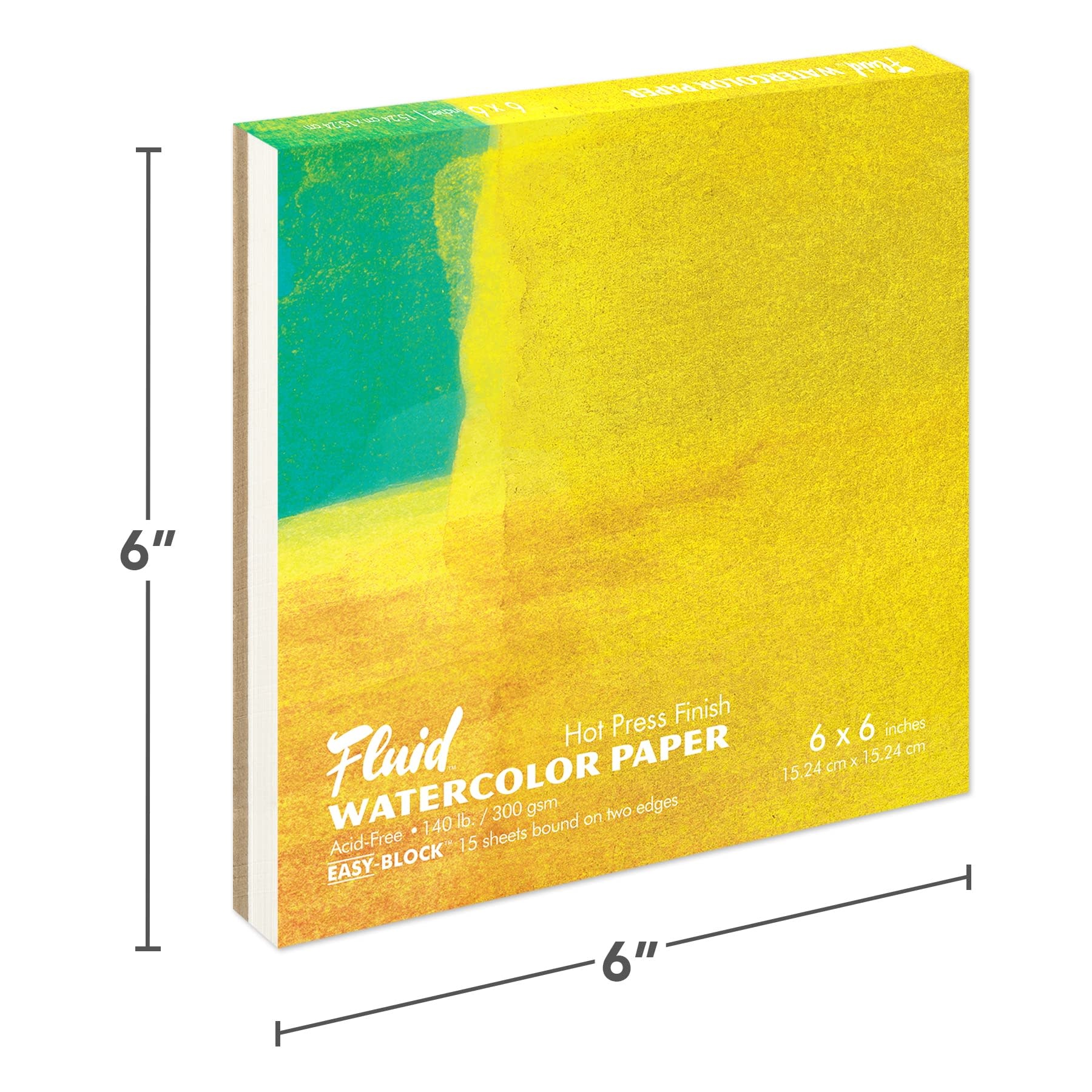 Fluid Watercolor Paper Easy-Blocks, Hot-Press, 6'' x 6'' - MICA Store