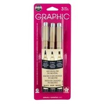 Sakura Pigma Graphic Pen 3 Points Set 1.0mm Bullet, 2.0 & 3.0mm Chisel
