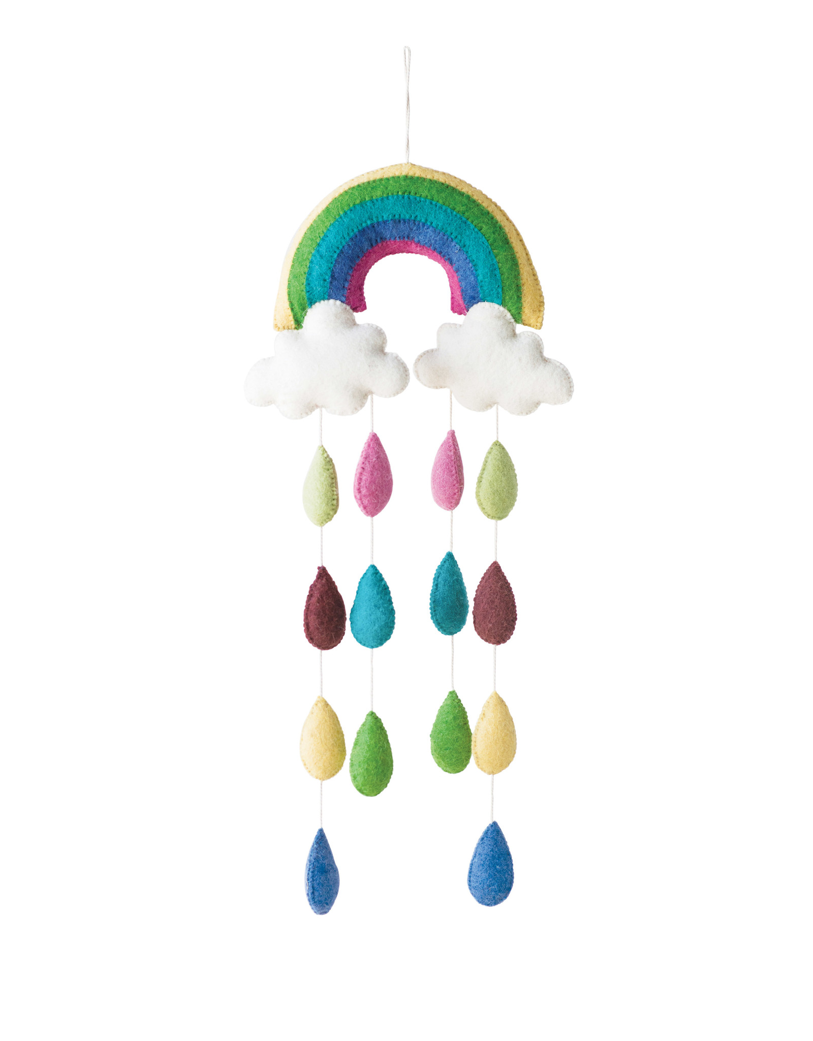 Rainbow Raindrops Hanging Decor In Wool Felt Vintage 615 Rainbow Raindrops Hanging Decor In Wool Felt Vintage 615