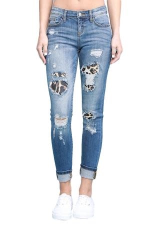 leopard cuff jeans