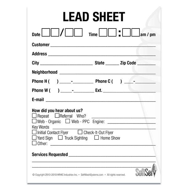 customer lead sheets