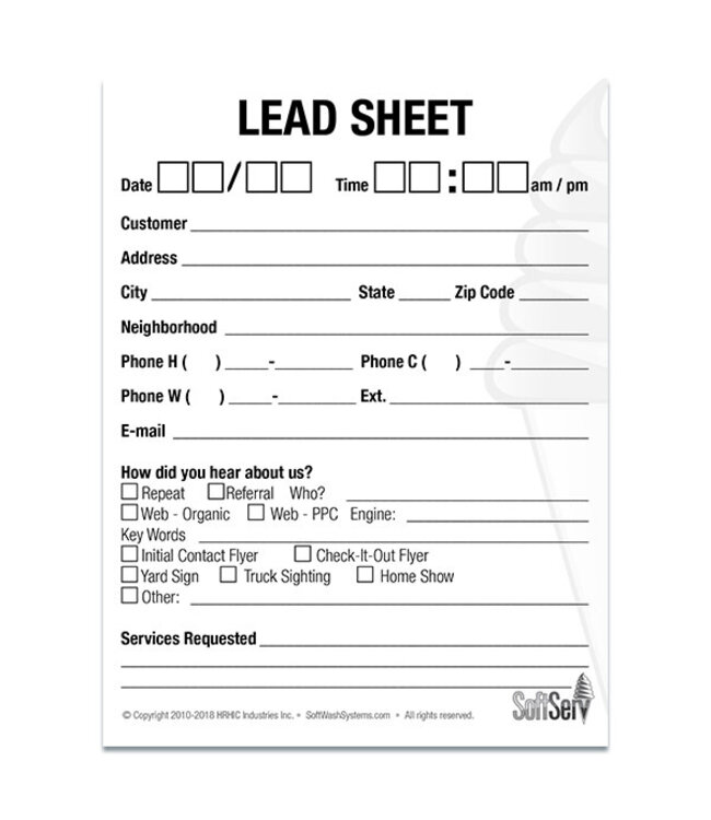 SWS SoftServ™ Lead Sheets (4 Bundle Pak)