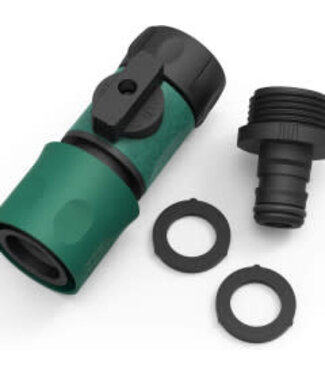 Garden Hose Fitting QC Adapter M & F Set with Shut-Off Valve