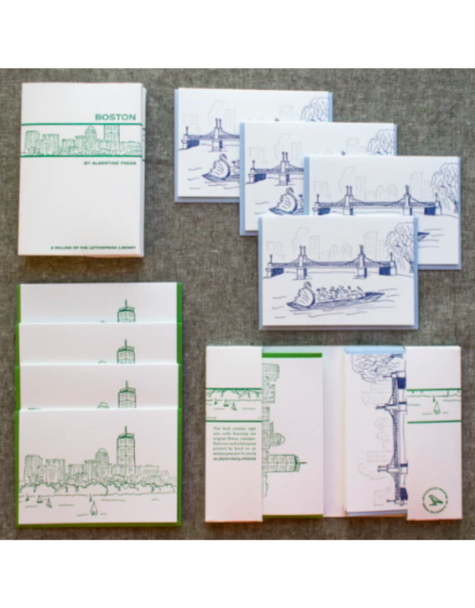 Albertine Press Boston Letterpress Library Notecard Set
