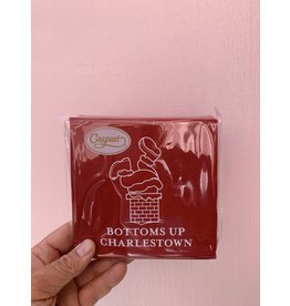 Caspari Bottoms Up Charlestown in Red Linen Napkins