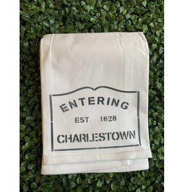 Marshes Fields and Hills Entering Charlestown Tea Towel in Hale Navy