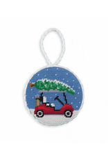 Smathers & Branson Christmas Golf Cart Needlepoint Ornament