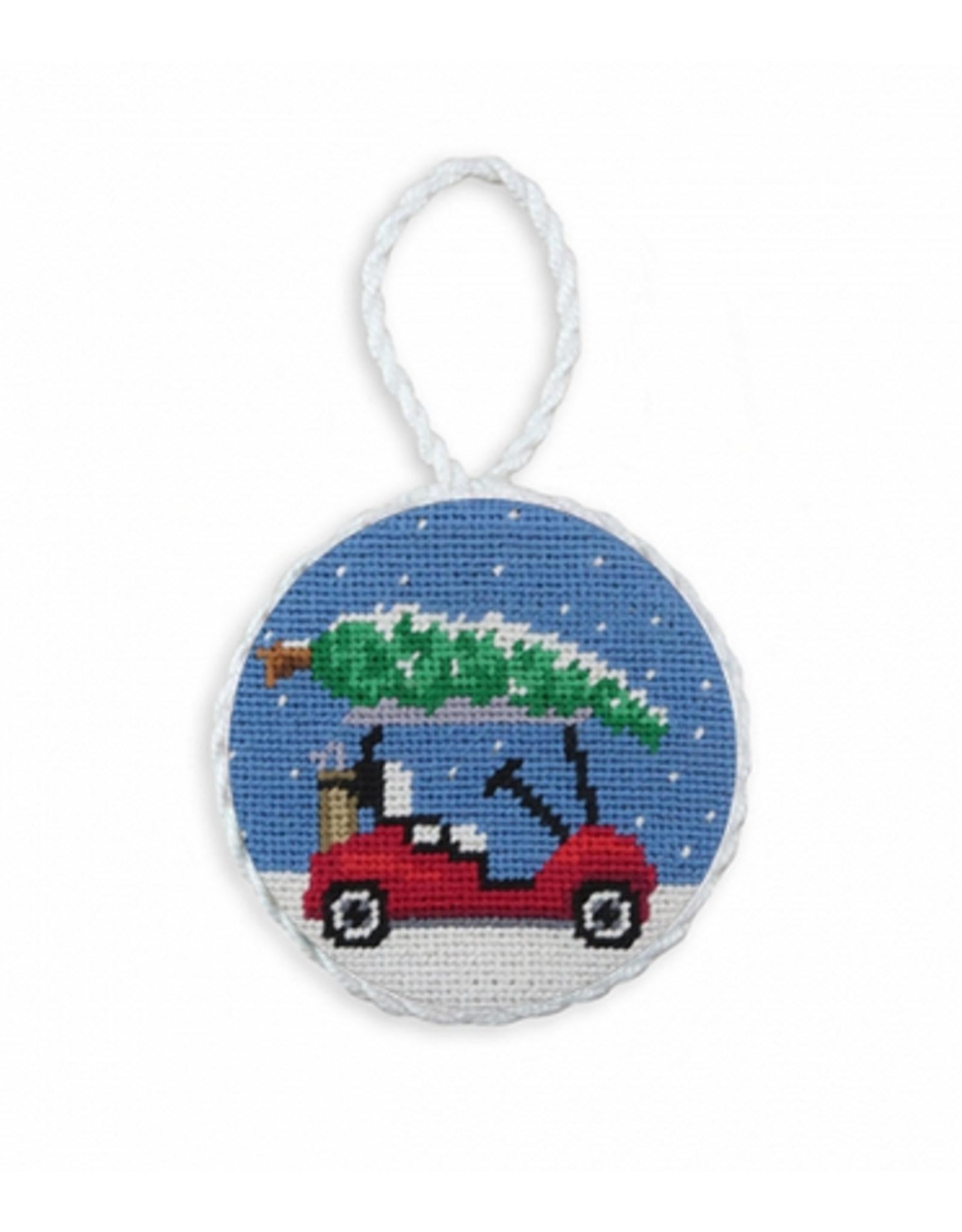 Smathers & Branson Christmas Golf Cart Needlepoint Ornament